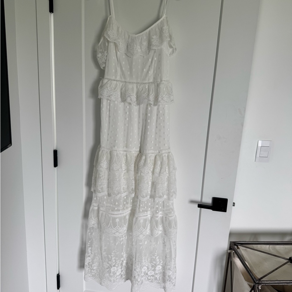 Elegant White Lace Maxi Dress Boho Style